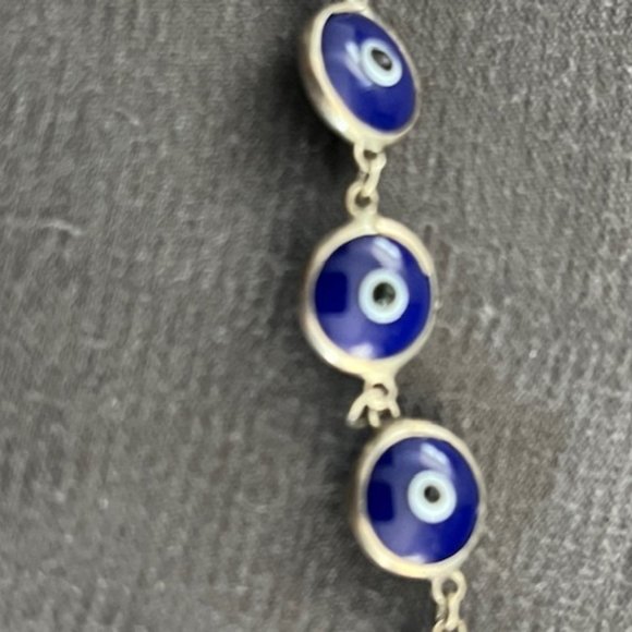 Evil Eye Beaded Bracelet marked 925 - Picture 2 of 5